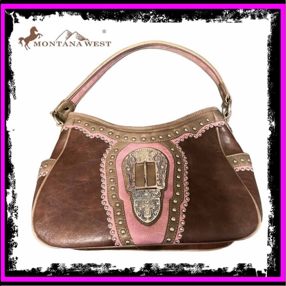 Vintage Montana West Brown Pink Tan Concealed Weapon Bag New Without Tags - Picture 4 of 17
